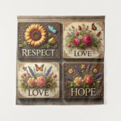 美しい3D木製シンボルや象徴と隆起フローラ タペストリー (正面)