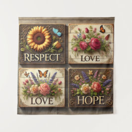 美しい3D木製シンボルや象徴と隆起フローラ タペストリー