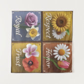 美しい3D木製シンボルや象徴と隆起フローラ タペストリー (正面(横))