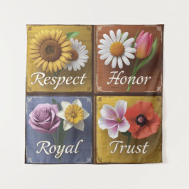 美しい3D木製シンボルや象徴と隆起フローラ タペストリー