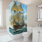 美しい4マスト船プリント シャワーカーテン (インサイチュ)