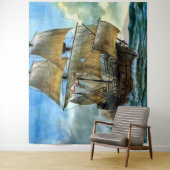 美しい4マスト船プリント タペストリー (インサイチュ)