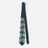 美しい4マスト船プリント ネクタイ (正面)