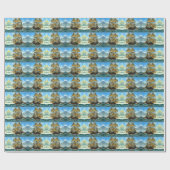 美しい4マスト船プリント ラッピングペーパー (フラット)