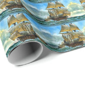 美しい4マスト船プリント ラッピングペーパー (ロールコーナー)