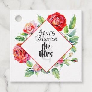 美しい40周年結婚記念日のルビーレッドローズ フェイバータグ