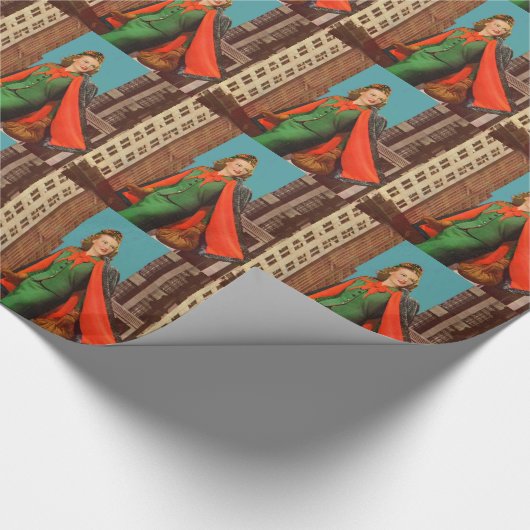 美しい40年代のアップタウンの女の子 ラッピングペーパー (角)
