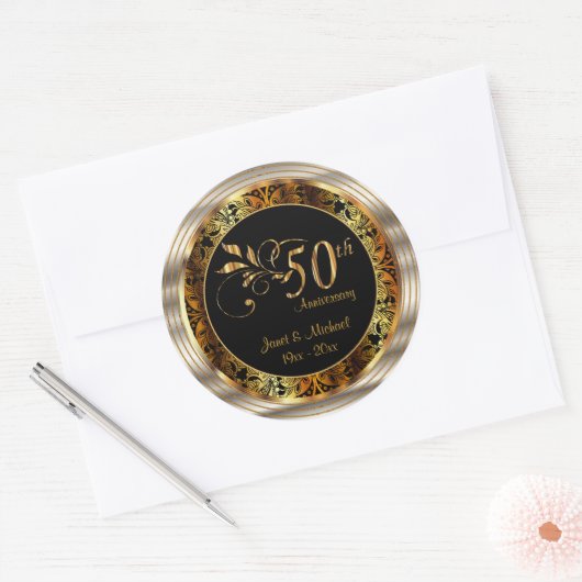 美しい50周年結婚記念 ラウンドシール (封筒)