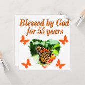 美しい55番目の誕生日蝶 カード (正面/裏面インサイチュ)