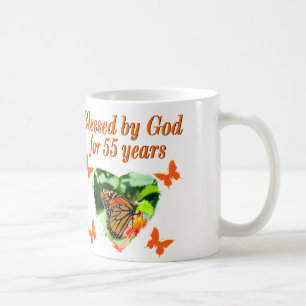 美しい55番目の誕生日蝶 コーヒーマグカップ