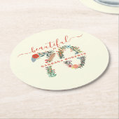 美しい70歳の誕生日パーティーラウンド紙コースター ラウンドペーパーコースター (アングル)