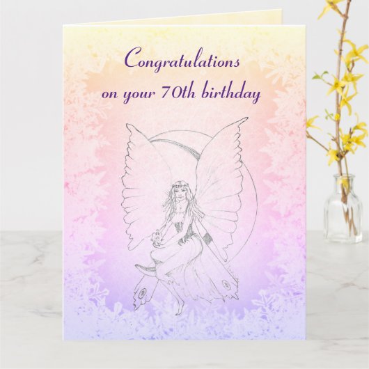 美しい70番目の誕生日デザイン カード (黄色い花)