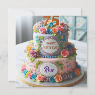 美しい75番目のお誕生日ケーキ カード