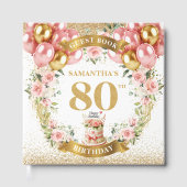 美しい80歳の誕生日ゲストブック ボヘミアン風バルーン Ar ゲストブック (正面)