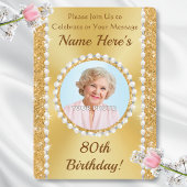 美しい80歳の誕生日パーティー招待状（写真付き） 招待状