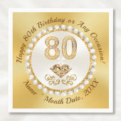 美しい80誕生日ナプキンスパーソナライズされたズ スタンダードカクテルナプキン