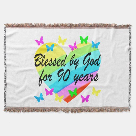 美しい90thクリスチャン誕生日祈りの言葉デザイン スローブランケット (正面)