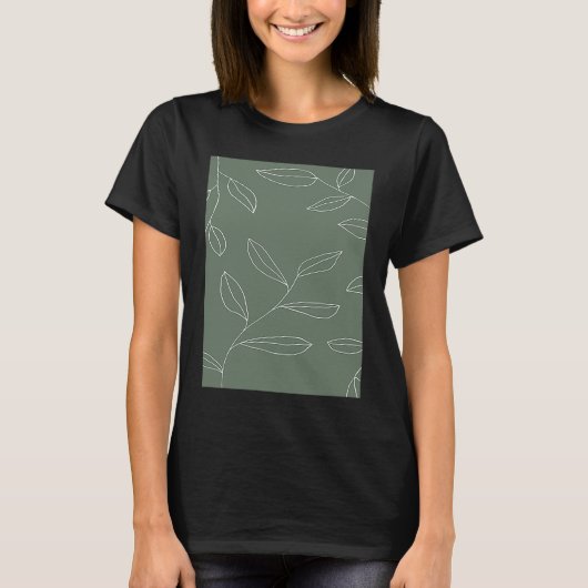 美しい かわいい ボホ 樹木の枝 パターン 白と Tシャツ (正面)