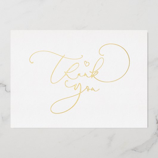 美しい かわいい 筆記体 カリグラフィー ありがとう 箔招待状 (正面)