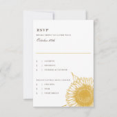 美しい+ひまわりエレガント秋の結婚式返信 出欠カード (正面)