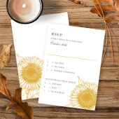 美しい+ひまわりエレガント秋の結婚式返信 出欠カード