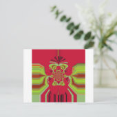 美しい アフリカの 赤と黄色の モチーフ パターン ポストカード (スタンド正面)