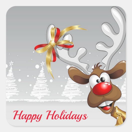 美しい,アメージング,クリスマスのトナカイ スクエアシール (正面)