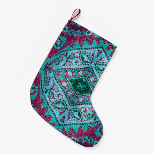 美しい，アラブ，アラビア語，アラビア語，アラビア風の織物 スモールクリスマスストッキング (正面 (吊り時))