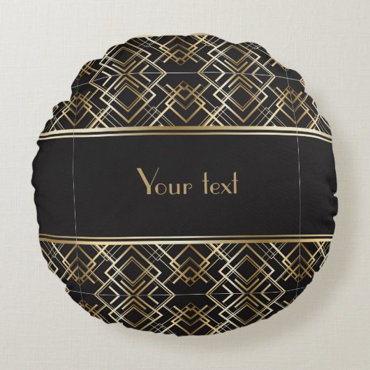 美しい,アートデコ,パターン,グレー,ベージュ,1920,レトロ,c ラウンドクッション (正面)