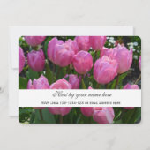 美しい、エレガントな紫のチューリップの花のパーティー 招待状 (裏面)