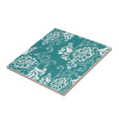 美しい、エレガントクラシック、ティール（緑がかった色）、白フローラ タイル (側面)