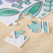 美しい，エレガント花のパズル，水色 ジグソーパズル (側面)