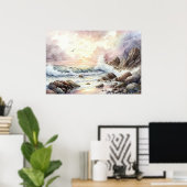 美しい・オブ・ザ・シー・アット・サンセット・ウォーター・カラー ポスター (ホームオフィス)