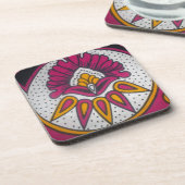 美しい カラフルな アフリカの生地 モチーフ アート プリント コースター (左側)