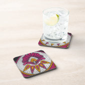 美しい カラフルな アフリカの生地 モチーフ アート プリント コースター (右側)