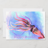 美しい カラフルな タコの泳ぎ - 誕生日おめでとう (正面)