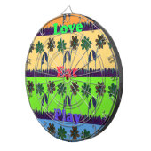 美しい カラフルな テキスト Eat Love Play 花柄 ポップ ダーツボード (正面右)