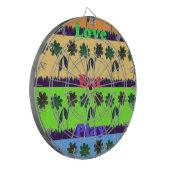 美しい カラフルな テキスト Eat Love Play 花柄 ポップ ダーツボード (正面左)