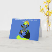 美しい カラフルな 女性のシルエット イラスト カード (黄色い花)