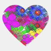 美しい カラフルな 素晴らしい 花柄 デザイン ハートシール (正面)