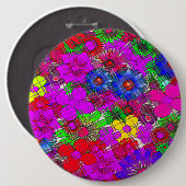 美しい カラフルな 素晴らしい 花柄 デザイン 缶バッジ (正面&裏面)