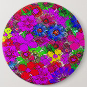 美しい カラフルな 素晴らしい 花柄 デザイン 缶バッジ (正面)