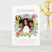 美しい カラフルな 花の フォトフレーム 母の日 カード (黄色い花)