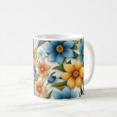 美しい カラフルな 花柄 春の花 コーヒーマグカップ (正面右)