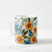 美しい カラフルな 花柄 春の花 コーヒーマグカップ (正面左)