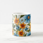 美しい カラフルな 花柄 春の花 コーヒーマグカップ (中央)