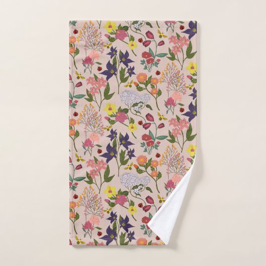 美しい,カラフルワイルドフラワー,ビー,レディーバグ バスタオルセット (ハンドタオル)
