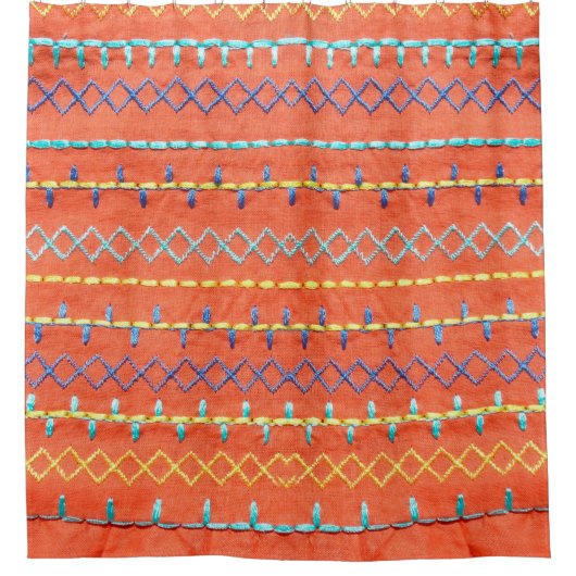 美しい,カラフル,刺繍,ヒッピースタイルパイ シャワーカーテン (正面)