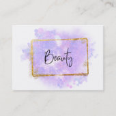 *~*美しい-グリッター金ゴールドフレームラベンダーグロー 名刺 (正面)