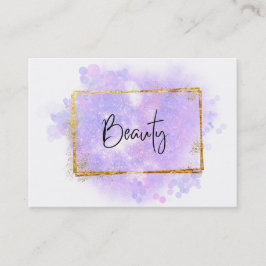 *~*美しい-グリッター金ゴールドフレームラベンダーグロー 名刺